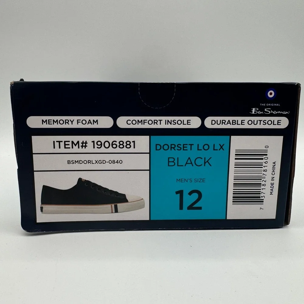 Ben Sherman Dorset Lo LX Black Low Top Sneakers Men's Size‎ 12 NEW